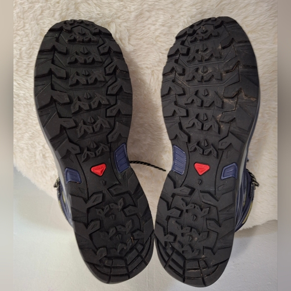 Women's Salomon X Ultra 3 Mid Gore-Tex Blue/Yellow Boots Size 10. - Picture 4 of 9